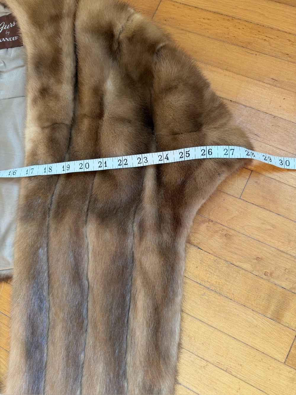 Vintage GENUINE MINK FUR Natural Brown Shrug Shawl Stole Wrap Bridal Wedding S/M - Picture 14 of 16